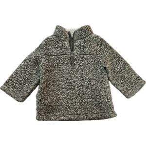 Starting Out Kids Pullover Size 24 Months Gray 1/4 Zip Sherpa Pockets